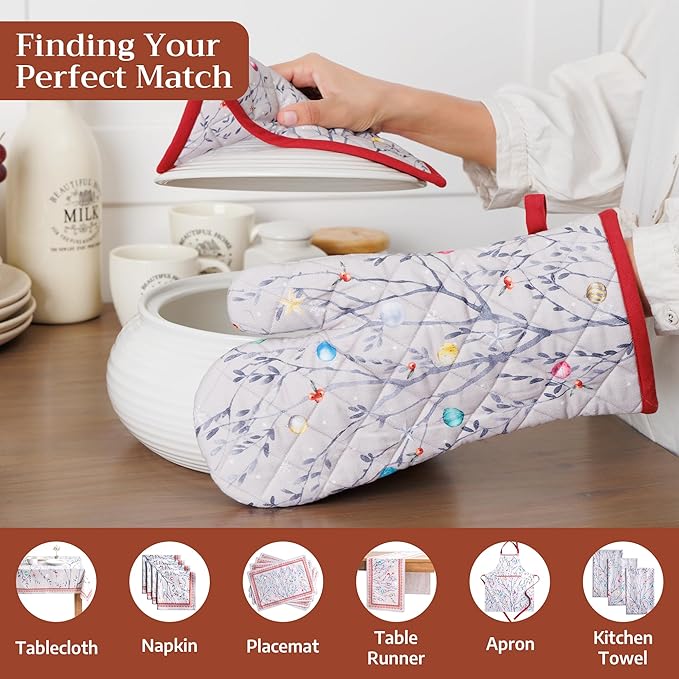 Maison d' Hermine Pot Holders 100% Cotton Heat Resistant Potholders 8" x 8" Hot Pads with Loop for Thanksgiving Christmas Decorations BBQ Cooking Baking Handling Hot Pans (Pack of 1, Fairy Christmas)