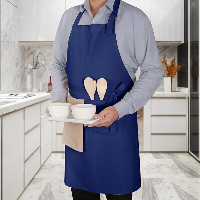 Native Fab Kitchen Apron 2 Pack - 100% Cotton Adjustable, Durable Apron with Pockets, Perfect for Cooking, Baking, Grilling