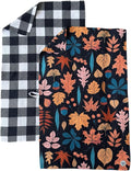 Desert Aqua 2 Pack || Double Sided|| Not Your Ordinary Kitchen Towels || Dish Towels || Quick Dry || Waffle Weave Microfiber || Designer Prints || Highly Absorbent || Hanging Hook (Fall Leaves Black)