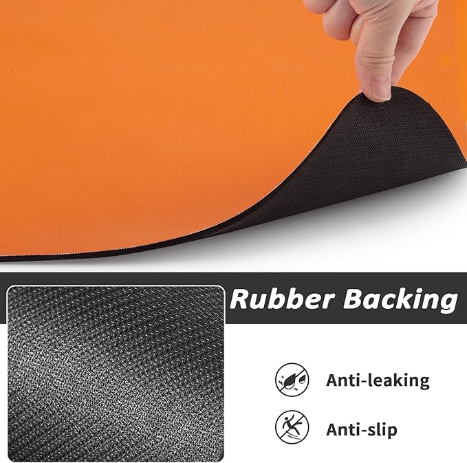 HotLive Dog Food Mat - Absorbent Cat Mat for Food and Water, No Stains Pet Feeding Bowl Mat, Easy to Clean Pet Placemats, Quick Dry Dog Water Dispenser Mat for Messy Drinkers | Orange 24"x36"