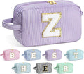 YOOLIFE Travel Makeup Bag for Women - Initial Cosmetic Bag Toiletry Pouch Make Up Case for Women Friend Sister Teacher, Personalized Birthday Gifts for Women, Purple Z