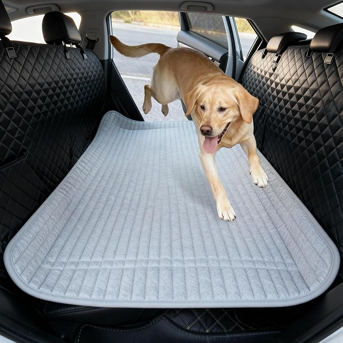HMOCK Backseat Dog Bed for Car Back Seat, Dog Mat for Car Backseat Pet Bed Mat, Non-Slip Travel Pet Mat, Fit for Backseat Extenders and Trucks Suvs (Grey, 27.5x55 Inch)