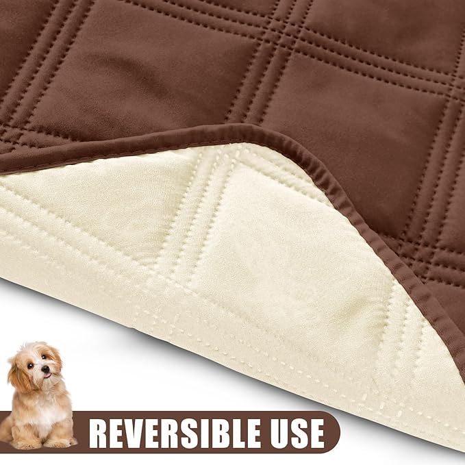 Smiry Waterproof Dog Bed Cover Blanket 52x82, Soft Reversible Pet Blanket, Washable Leakproof Cats Dogs Couch Cover for Sofa, Couch, Furniture, Lattice, Brown/Beige