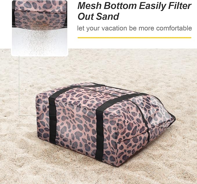 F-color Mesh Beach Bag Family - Large Tote Bag for Cruise Pool Toys Beach Vacation Essentials