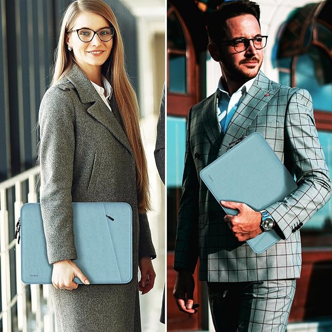 Laptop Sleeve 14 inch, Shockproof Protective Computer Cover with Accessories Pocket, Portable Laptop Case Compatible for 14 inch MacBook Air/Pro, Dell, HP, Acer, Asus, Lenovo, Light Blue