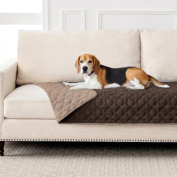 FunFurry Waterproof Dog Blanket, Couch Cover for Dogs Washable, Reversible Dog Bed Cover, Couch Furniture Protector. (Dark＆Light Brown, 40 X 50 Inch - 1 Pack)
