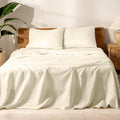 Bare Home Queen Sheet Set - Luxury 100% Linen Bed Sheets - Deep Pockets - Easy Fit - 4 Piece Set - Bedding Sheets & Pillowcases (Queen, Natural)