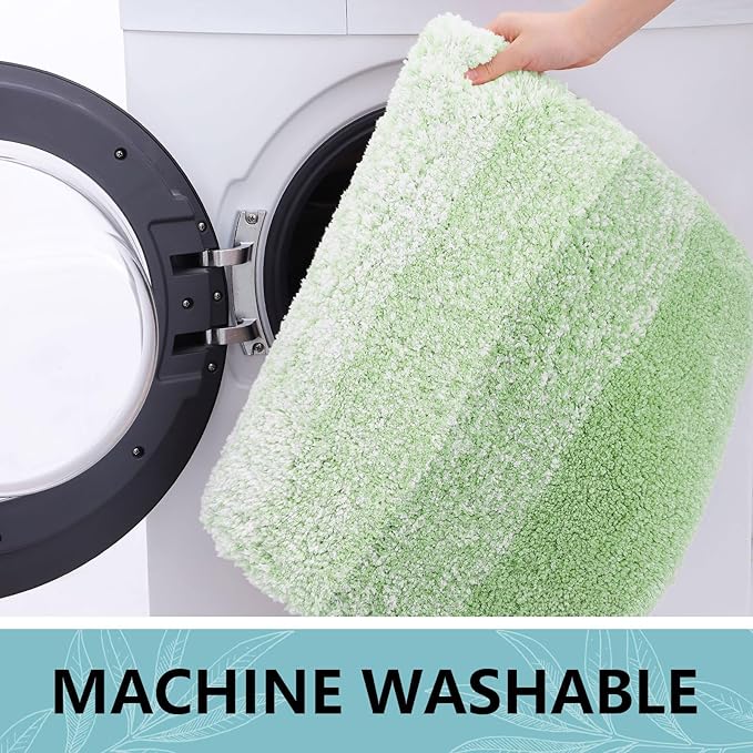 Arotive Microfiber Bathroom Rugs, Shaggy Soft and Absorbent Bath Rug, Non-Slip, Thick Plush Machine Washable Dry Bath Mats for Bathroom, Tub and Shower, 59x24, Sage Green, Rectangular