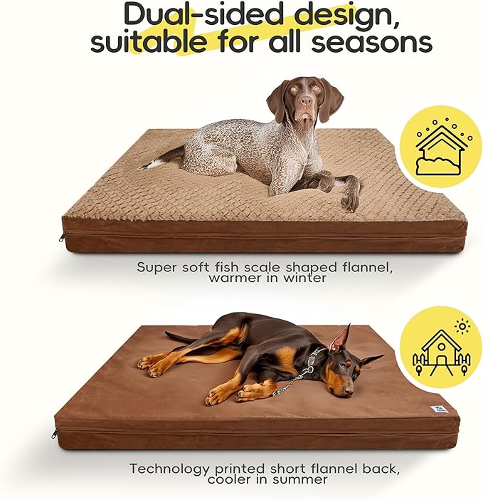 Sytopia Washable Indestructible 44" Dog Bed for Large Dogs – Double-Sided Plush, Chew Proof, Waterproof, Thick Orthopedic Support, Durable Multi- Size Comfort Clearance Indoor Flat Dog Bed