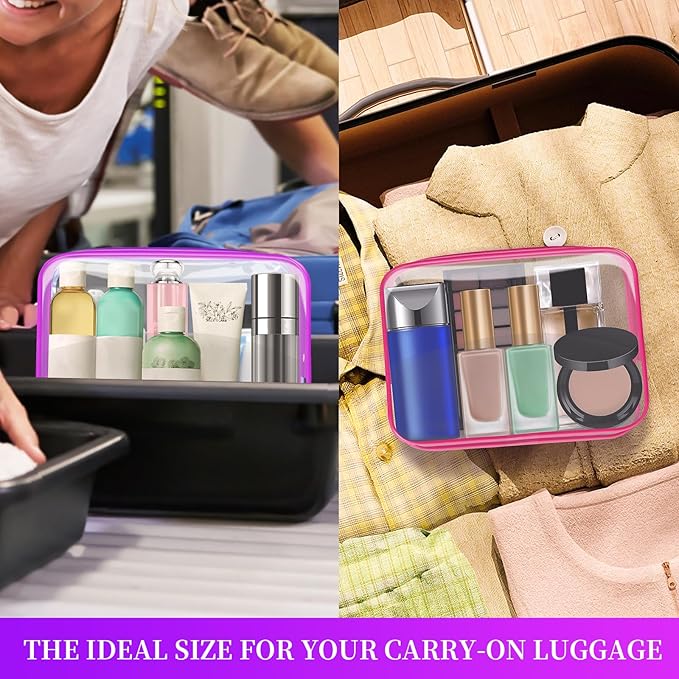 24 PCS Clear Toiletry Bag, Cosmetic Bag for Travel Makeup Organizer TSA Approved Pouch - Multicolor, Medium