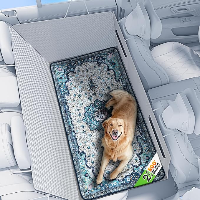 Hompet 2 Pack Waterproof & Absorbent Dog Car Seat Cover Mat, Fits Most Dog Car Hammocks, Washable Reusable Backseat Protector Pad, Quick Dry Leak-Proof Non-Slip Pet Travel Mat for Cars, 28.5"x60"