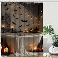 mutakin Horror Halloween Shower Curtain Bats Spooky Shower Curtains for Bathroom Waterproof Fabric Bath Curtain Decor with Hooks