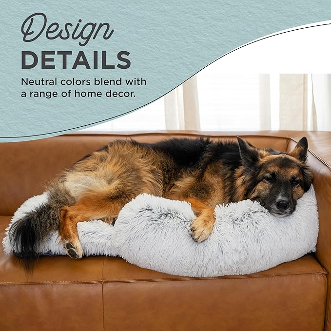 Best Friends by Sheri Nap Mat Dog Bed with Bolster - Washable Crate Pad, Removable Cover, Frost, Large, 36x21