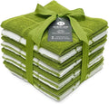 Mellow Buff 100% Cotton Terry Dish Cloth & Dish Towel, 6 Pack, Super Soft and Absorbent Kitchen Towels, Perfect for Kitchen Cleaning and Dish Washing (Green (Solid and Checks) 8 Pack)