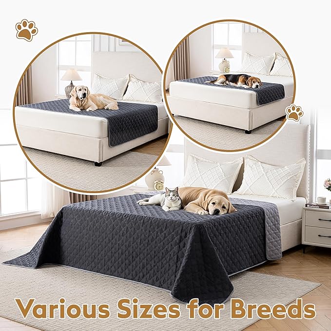 FunFurry Waterproof Dog Blanket, Couch Cover for Dogs Washable, Reversible Dog Bed Cover, Couch Furniture Protector. (Dark＆Light Grey, 82 X 120 Inch - 1 Pack)