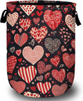 Red Heart Laundry Basket with Sturdy Handles, Collapsible Oxford Cloth Laundry Hamper Organizer Basket for Bathroom Bedroom 15.7x20 Inch