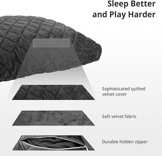 Washable Orthopedic Dog Bed - Plush Quilted Pet Bed with Removable Cover for Medium/Large Sized Dogs, Joint Pain Relief, Made in USA (Dark Gray, 40x32x4 Inch)