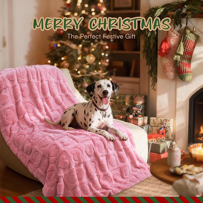 Luciphia Small Dog Blanket Washable Pet Bed Cover Soft Fluffy Puppy Blanket with Premium Fleece 300GSM Cozy Calming Cat Blankets for Indoor Cats Pink 30x20 inch