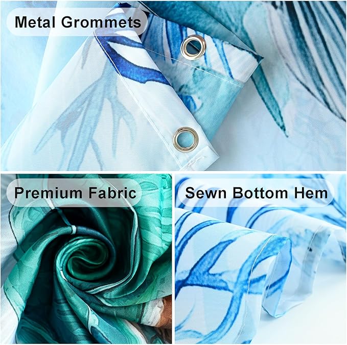 mutakin Green Sea Turtle Shower Curtain Teal Blue Coastal Shower Curtains for Bathroom Waterproof Fabric Bath Curtain Decor with Hooks