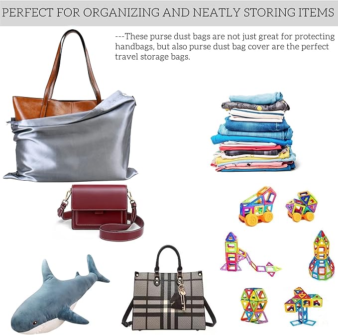FEICHANGHAO 7 Pack Dust Bags for Handbags Storage Silk Cloth Bag With Drawstring Large Storage Pouch for Handbag Purse Shoes Boots
