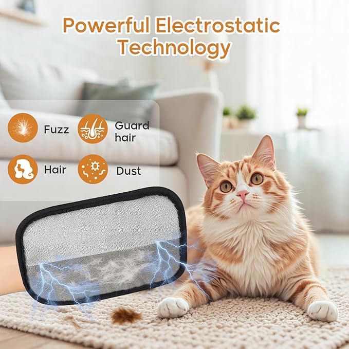 SUPVOL 【2Pcs】 Pet Hair Removal Glove for Cats & Dogs, Upgraded Five-Finger Electrostatic Pet Hair Gloves, Reusable Magic Brush Pet Hair Remover Tool for Laundry, Couch, Carpet, Car Seat, Clothing