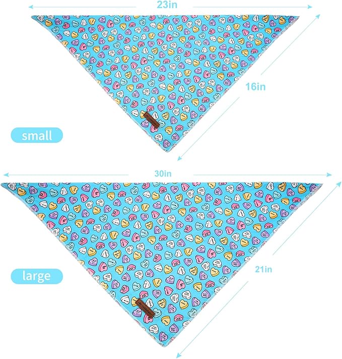 MR. CHUBBYFACE Valentines Dog Bandanas Reversible Triangle Bibs Scarf Accessories for Dogs Cats Pets