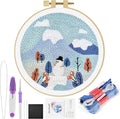 ERKOON Punch Needle Kit Adults Beginners, DIY Easy Landscapes Embroidery Set for Starter Art Craft, Needling Punch Project with Patterns, Tools, Yarns, Hoop, Instruction (Winter)