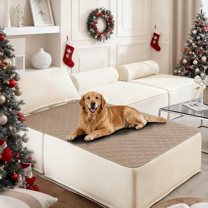 CYCMACO Waterproof Dog Bed Cover Pet Blanket, Soft Couch Cover for Dogs Washable, Non-Slip Dog Blanket Protect Furniture Couch Sofa Car for Puppy Large Dogs Cat (40x50 Inch, Khaki)