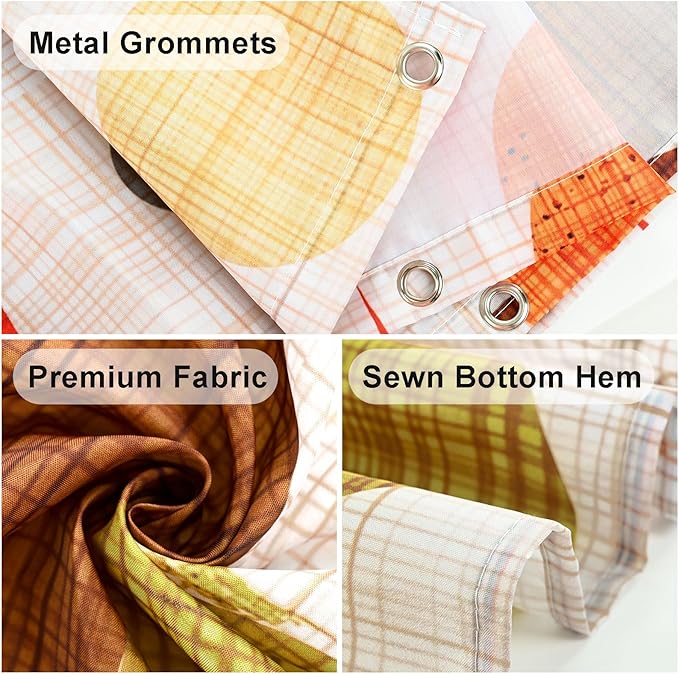 mutakin Mid Century Modern Shower Curtain Abstract Geometric Art Shower Curtains for Bathroom Waterproof Fabric Bath Curtain Decor with Hooks