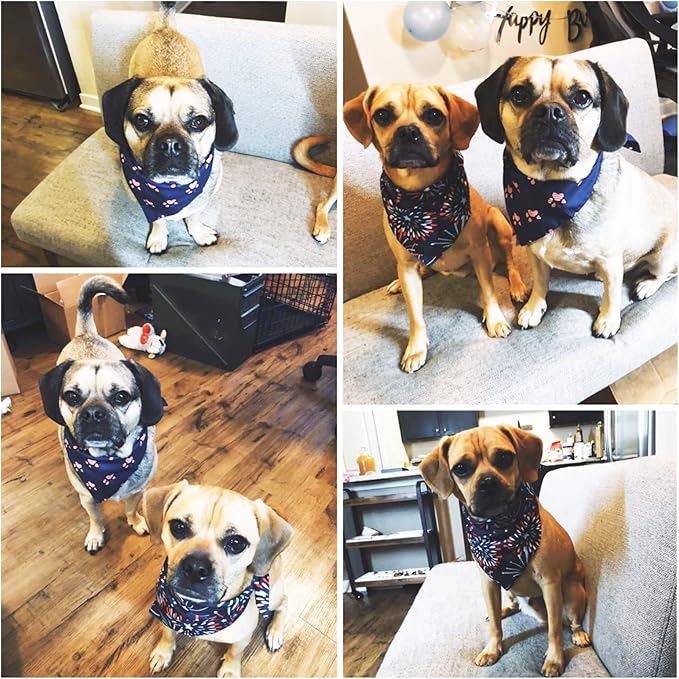 ADOGGYGO American Flag Dog Bandana, Multiple Sizes Offered, Triangle 4th of July Bandanas for Medium Large Dogs (Large)