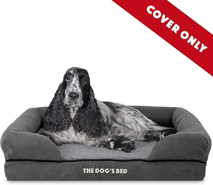 The Dog's Bed Replacement Outer Cover ONLY (Outer Cover ONLY - NO Bed, NO Waterproof Inner) for The Dog's Bed, Washable Plush Fabric, Medium (Grey Plush) Veterinary Approved