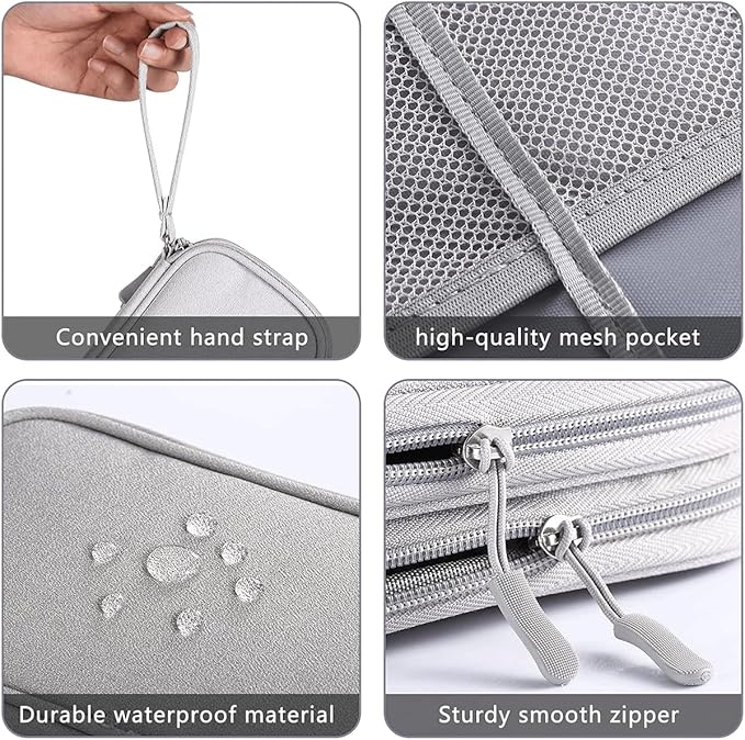 CAAORDKSO Electronic Organizer Travel Cable Accessories Case, Organizer Bag, Accessories Pouch for USB, Cord, Charger, Phone, Power Bank, Earphone (Light Grey, Medium)