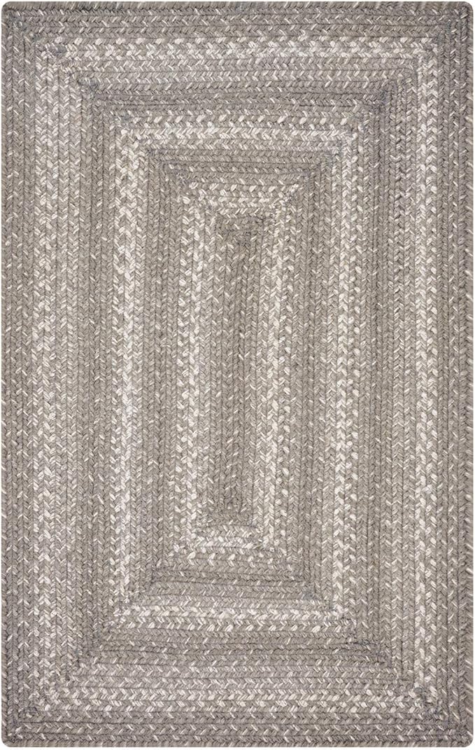 Homespice Grey Cloud Jute Braided Area Rug 6x9' - Country Style Woven Rug for Living Room and Dining Room