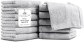 Villa Celestia 100% Cotton Wash Cloth for face & Body Set of 12, (12 x 12 inches) Sustainable, Soft, Highly Absorbent, Combed Cotton Wash Cloths Pack of 12 for Hotels, Spa, Bathroom, Dorm, Silver