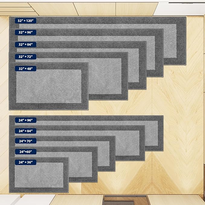 DOMUSTEX Machine Washable Runner Rug 32" x 120", Non Slip Kitchen Mat for Floor, Absorbent Entryway Rug for Kitchen, Bedroom, Living Room, Hallway, Door (Roll Packing)