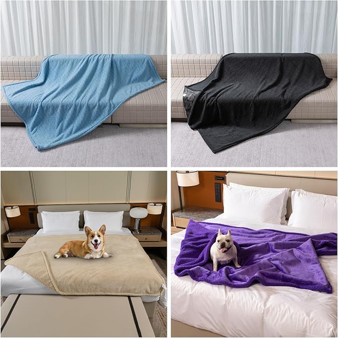 Maidewow Waterproof Dog Bed Cover Pet Jacquard Blankets for Couch Reversible Pets Puppy Blankets Leakproof Sofa Couch Washable Cover Cat Doggie Blanket for Warm-Lake Blue,XXL