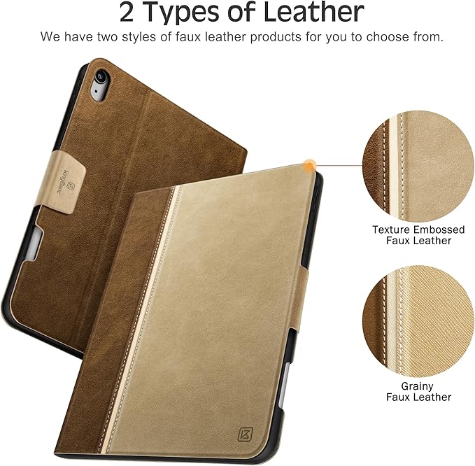 KingBlanc Case for iPad Air 13 inch (M3 2025/M2 2024) with Pencil Holder, Vegan Leather Protective Stand Cover, Auto Wake/Sleep, Multi-Angles for Viewing/Drawing, Supports Pencil Pro/(USB-C), Beige