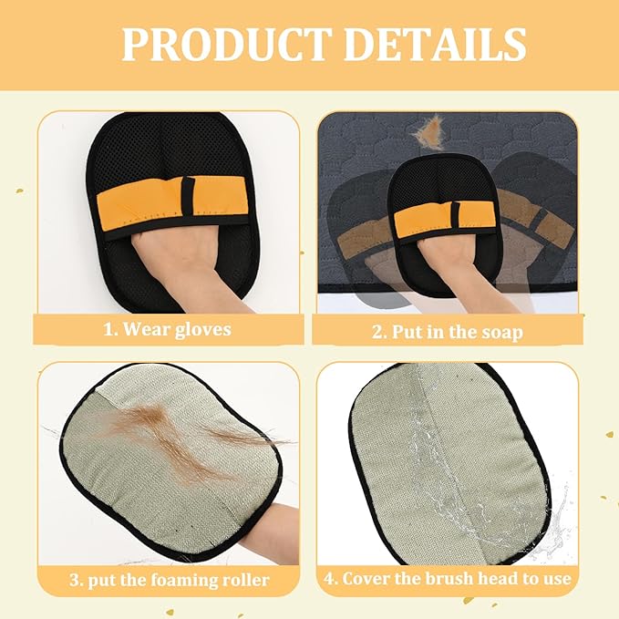 Pet Hair Remover Glove 4 PCS Reusable Electrostatic Gloves Pet Hair for Washing Grooming Sofa Bed Sheets Clothes Suitable for Cats and Dogs