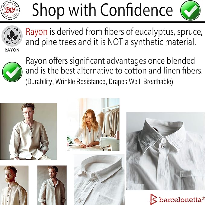 Barcelonetta | Linen Fabric | Natural Linen Cloth | Embroidery, Sewing | Soft, Breathable | 55" Wide | 70% Linen, 30% Rayon | Hemp, Jute, Needlework, Lining (Brown, 5 Yard)