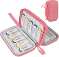 Lacdo USB Flash Drive Case Thumb Drive Holder Case Organizer Portable Electronic Accessories Storage Bag for SanDisk/SamData/Samsung USB Flash Drives Jump Drive Memory Stick, SD Card, Cable, Pink