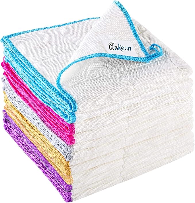TSKECN 10-Piece Kitchen Dish Cloths Set, Reusable and Highly Absorbent Dishcloth Towels for Kitchens, Bathrooms and Cleaning Counters.