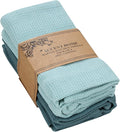 ACCENTHOME 100% Cotton Waffle Weave Kitchen Towel Set of 4 Super Soft Absorbent Tea Towels | Durable Cleaning Dish Cloths Perfect for Mess & Quick Drying Dishes Rags 18x26 inches in Teal Color