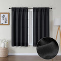 Lecloud Bessie Black Curtains 54 Inch Length 2 Panels Set, Faux Linen Textured Airy Light-Filtering Curtains for Bedroom with Dual Rod Pocket, Burlap Window Treatments, Each 30 W x 54 L