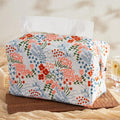 Hausfrau Tissue Box Cover Rectangular Embroidered Jacquard Linen Tissue Holder Case Decorative for Bathroom Vanity Countertop Desk Office, 10"x5.3"x5.3", White Flowersea