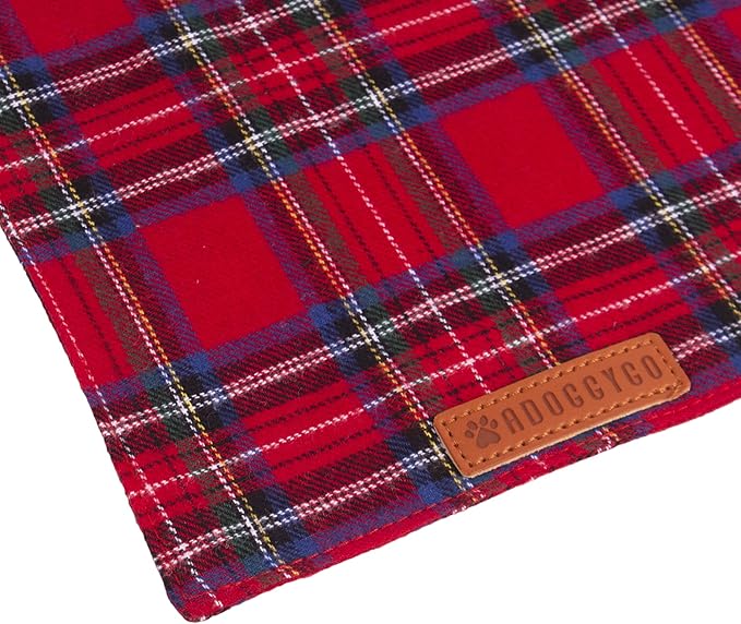 ADOGGYGO Christmas Dog Bandana 2 Pack, Stylish Plaid Pet Scarf, Premium Cotton Fabric, Multiple Sizes Offered, Christmas Bandanas for Large X-Large Dogs Pets (X-Large)