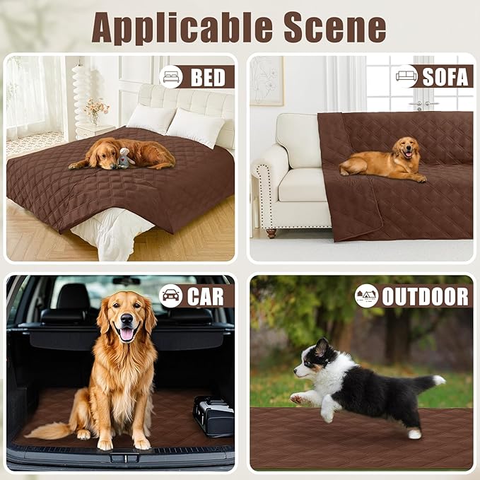 Smiry Waterproof Dog Bed Cover Blanket 40x50, Soft Reversible Pet Blanket, Washable Leakproof Cats Dogs Couch Cover for Sofa, Couch, Furniture, Lattice, Brown/Brown
