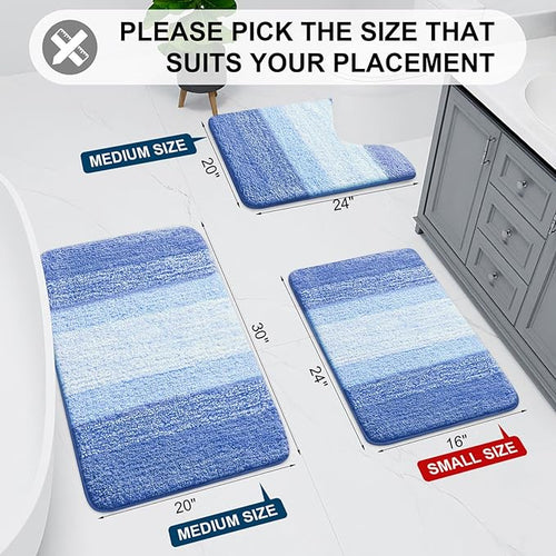 Arotive Microfiber Bathroom Rugs, Shaggy Soft and Absorbent Bath Rug, Non-Slip, Thick Plush Machine Washable Dry Bath Mats for Bathroom, Tub and Shower, 59x24, Light Royal Blue, Rectangular