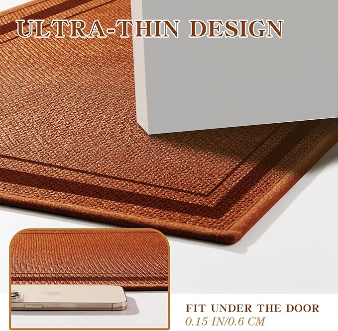 chakme Bathroom Rugs Mat 24x17, Ultra Thin Non Slip Bath Mat Small Quick Dry Absorbent Bath Mat for Bathroom Floor, (Orange, 24"x17")