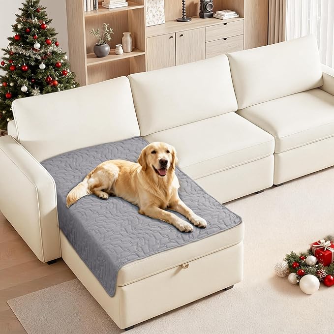 CYCMACO Waterproof Dog Bed Cover, Non-Slip Dog Blanket for Couch, Couch Covers for Dogs Washable, Pet Blanket for Furniture, Pet Bed Mat for Sofa, Car, Pet Supplies (40x50 Inch, Light Grey)
