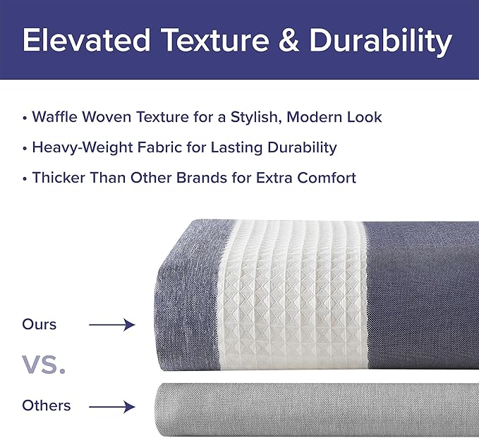 Madison Park Shower Curtain Spa Waffle Weave Long Shower Curtain for Bathroom 3M Scotchgard Moisture Management, Spa Quality Modern Shower Curtains for Bathroom, Long: 72x78 Blue Ombre